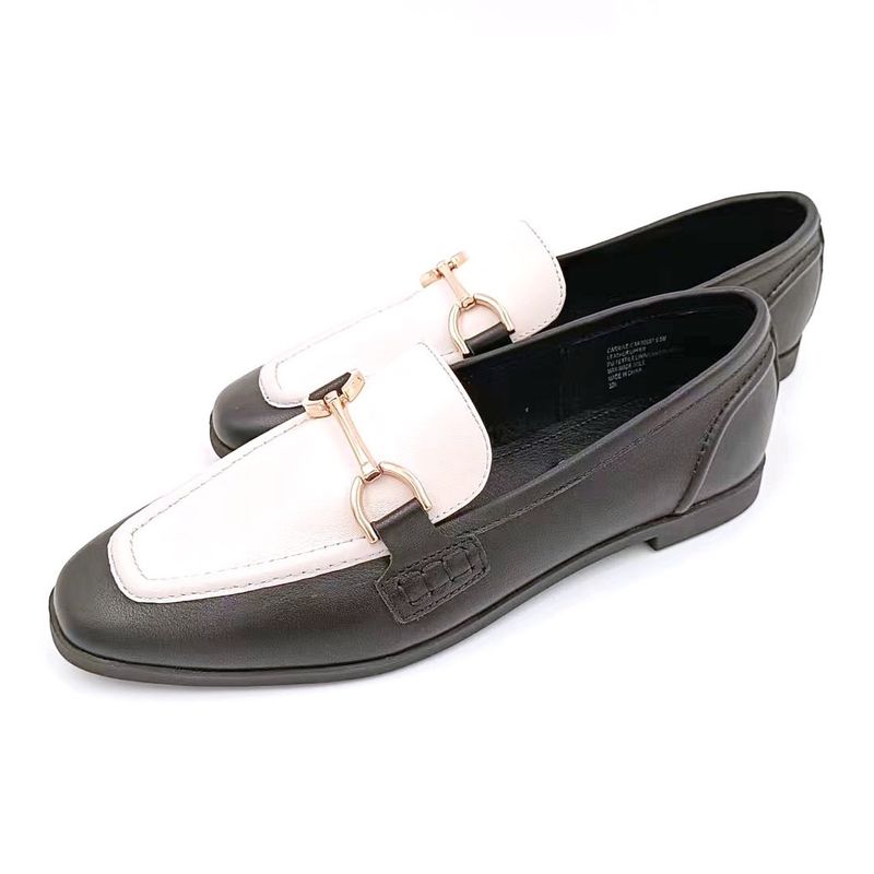 Ladies Casual Loafer Shoes With Rubber Outsole Black White Color