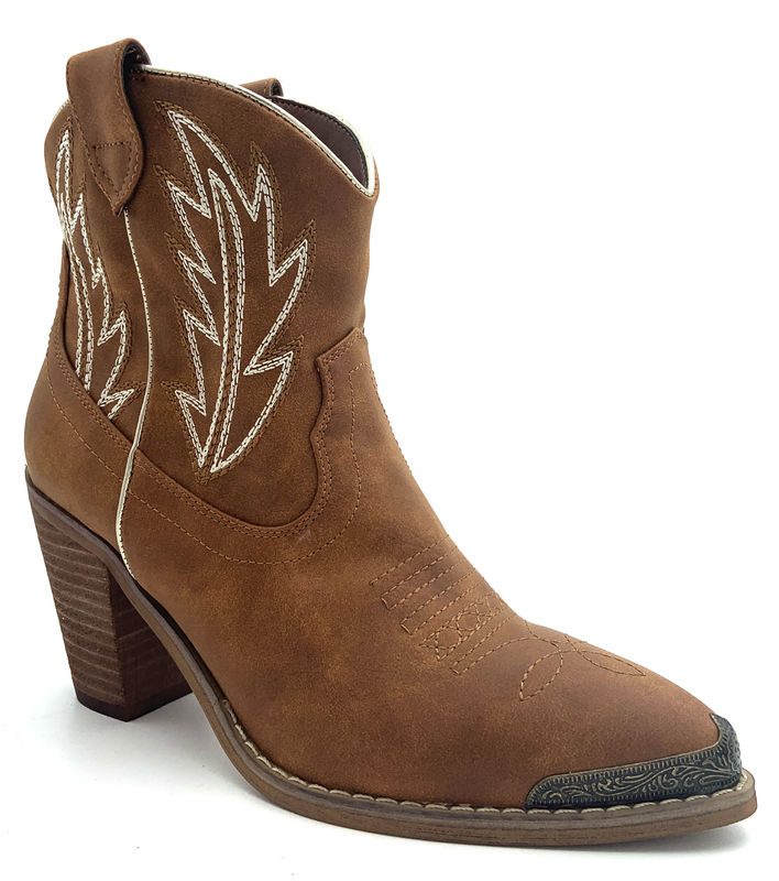 Mid Calf Height Womens Ankle Boots With High Heel Pull On Closure Type