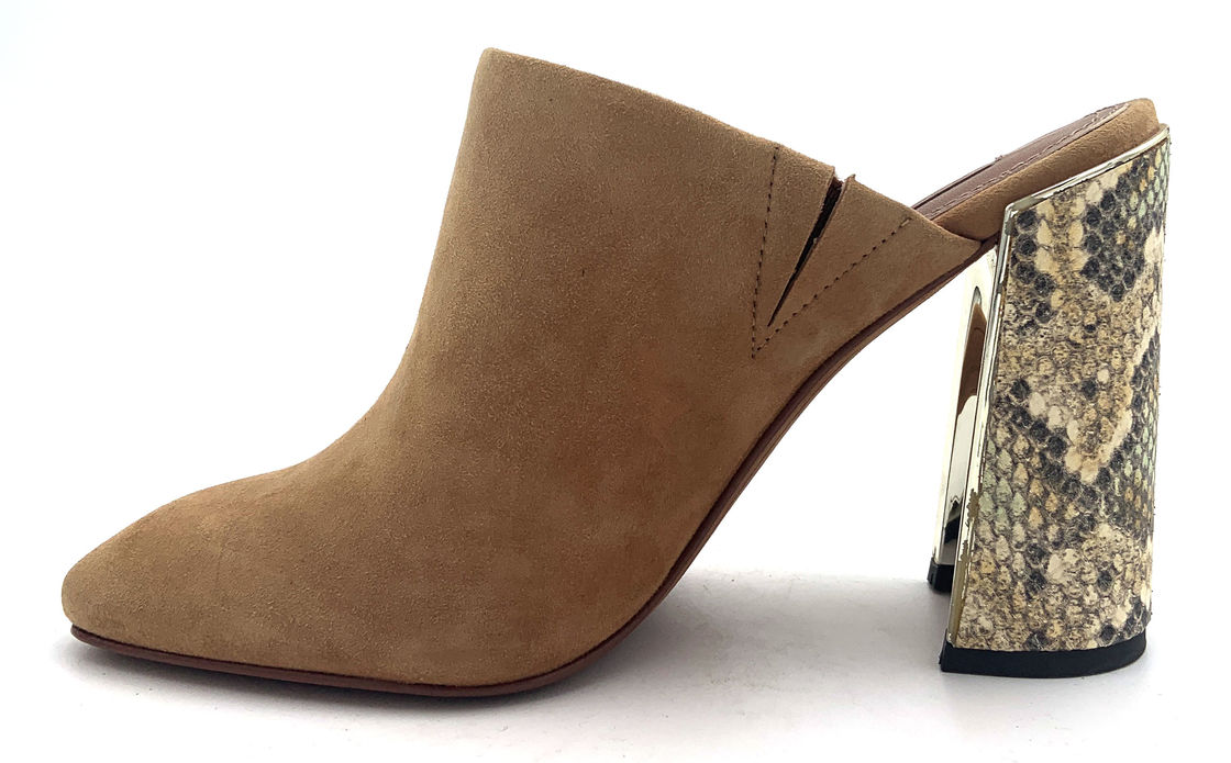 Elegant Closed Toe Womens Mule Heels Rubber Sole Stylish Design For Formal Wear