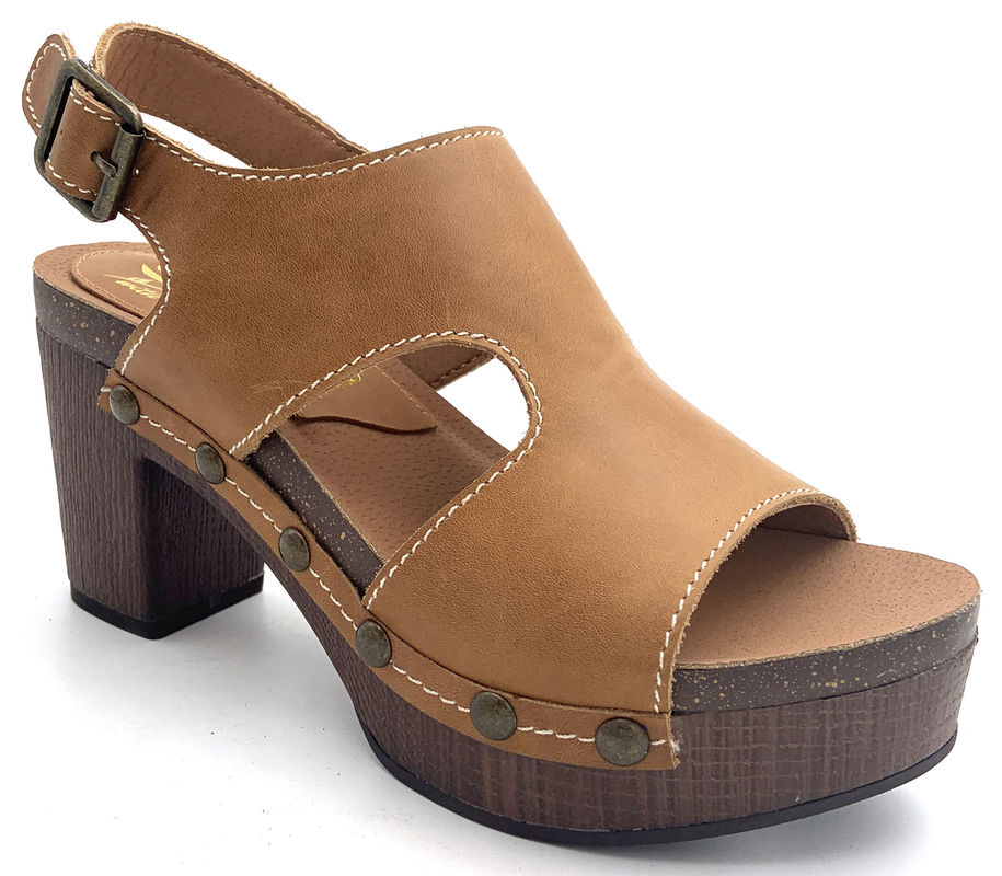 Functional High Heel Chunky Sandals With Buckle Strappy Closure Type