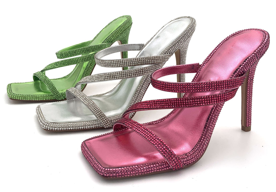 Leather Womens High Heel Sandals Comfortable Stiletto Heel Type