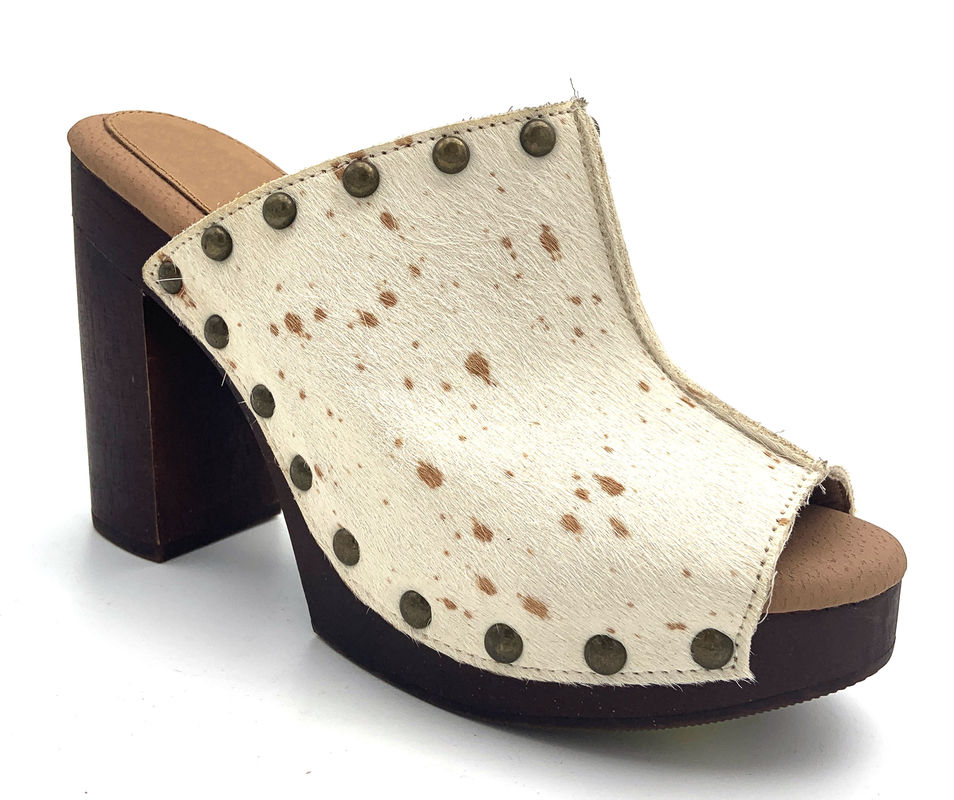 Solid Pattern Stiletto Mules Closed Toe With High Heel 3 Inch 4.5 Inch