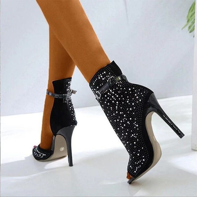 Stylish Women Stiletto Heel Shoes With Black White Brown Color